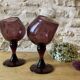 Duo of purple tinted bubbled glass cups