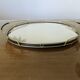 Mirror tray, modernist, minimalist, in gold metal and scoubidou, 1950-1960