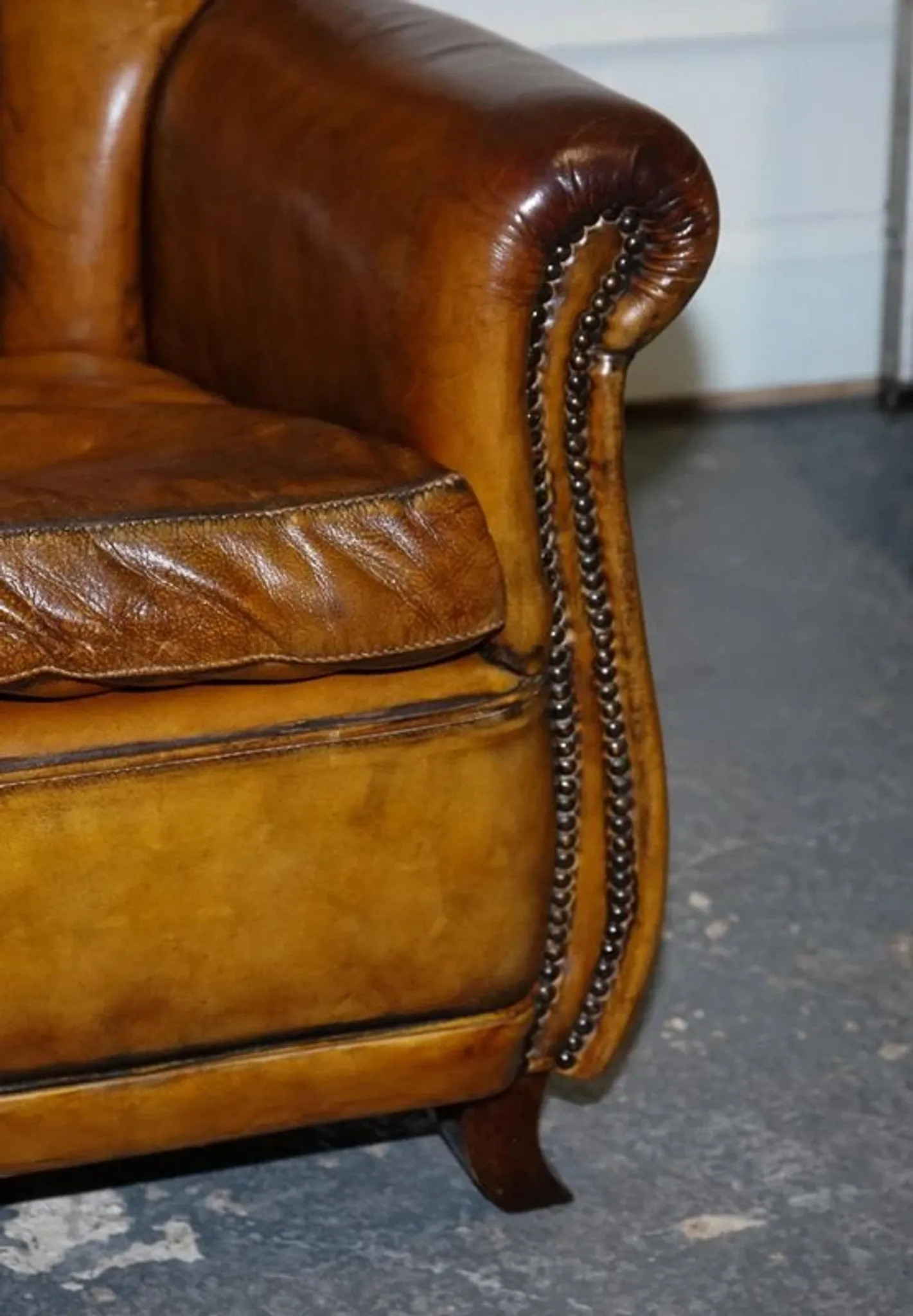 Vintage Art Deco Style Leather Chairs Hand-Dyed, Set of 2