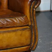 Vintage Art Deco Style Leather Chairs Hand-Dyed, Set of 2