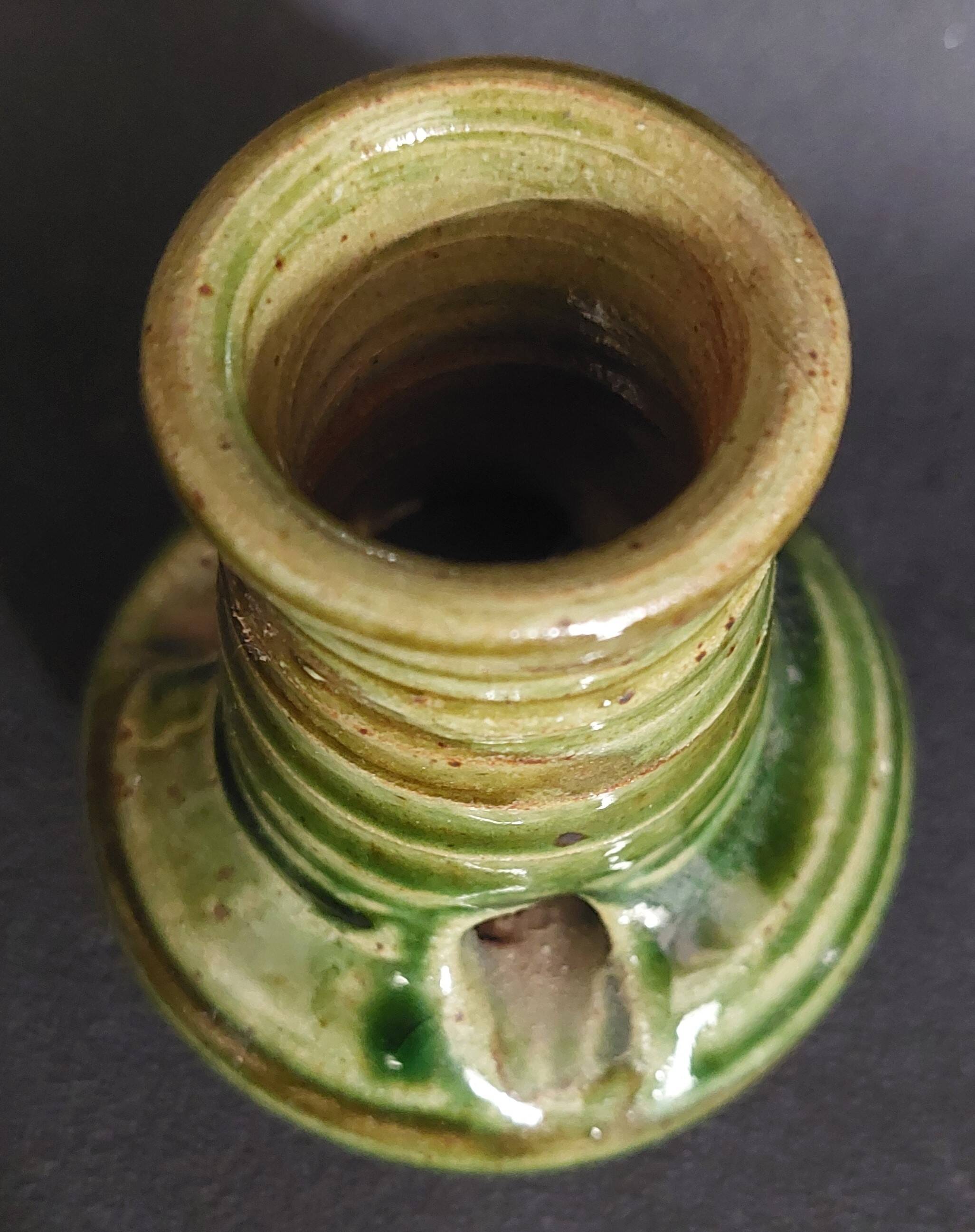 Monastic sandstone candle holder or tealight holder from Fontgombault Abbey, 20th century