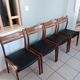 Set or suite of 4 chairs vintage Scandinavian armchairs industrial black solid wood dining room