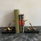 Pair of Modernist Gold Starry Bookends