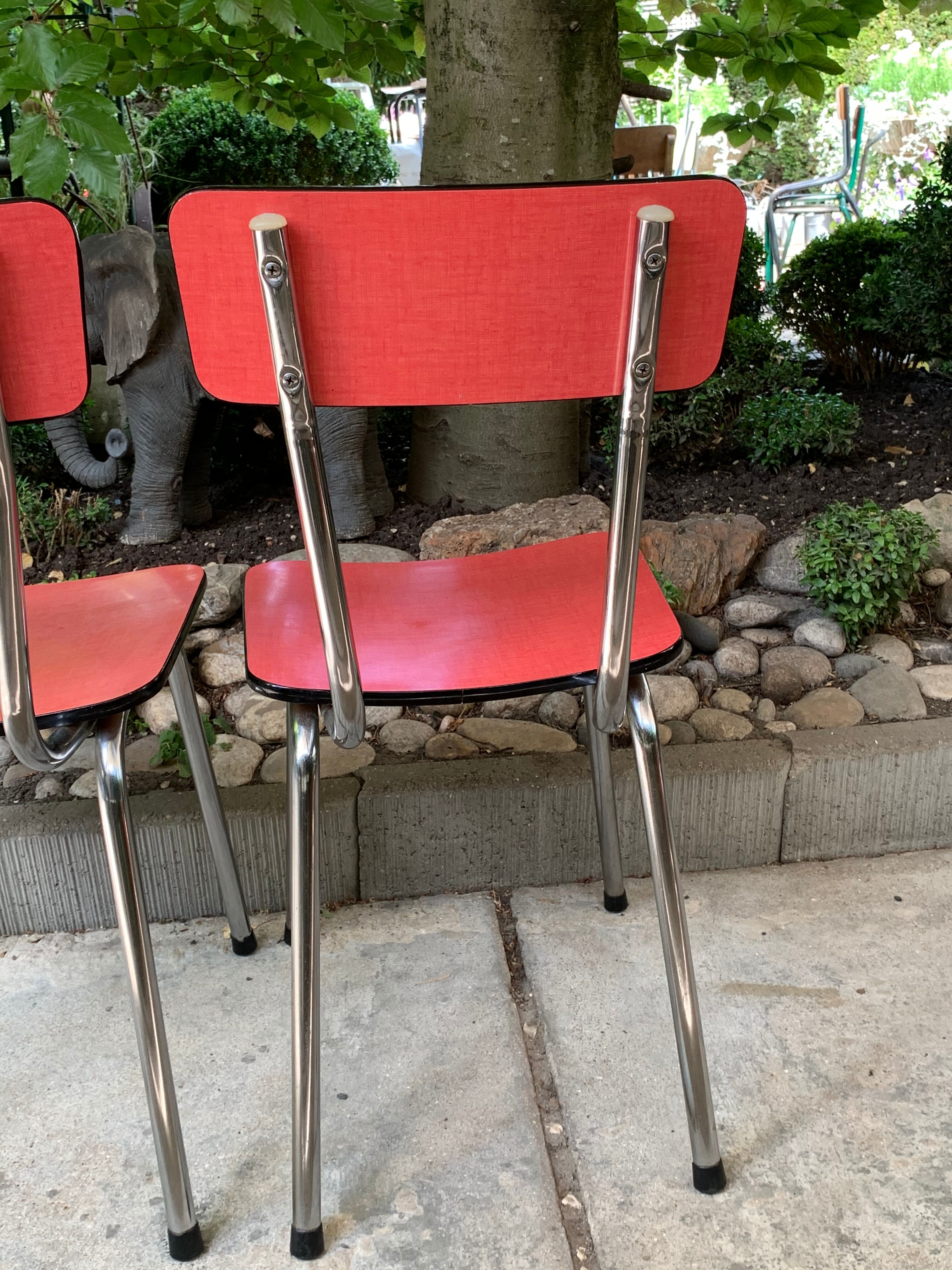Red formica chairs