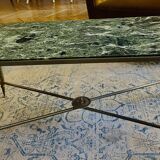 Brass and green marble coffee table