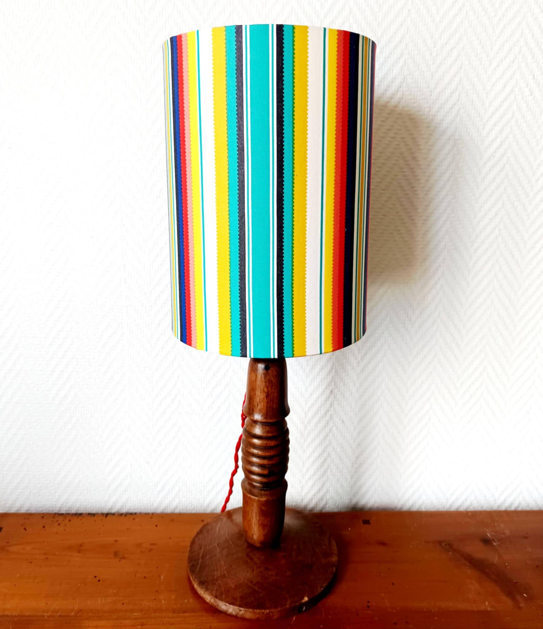Vintage turned wood lamp and custom shade