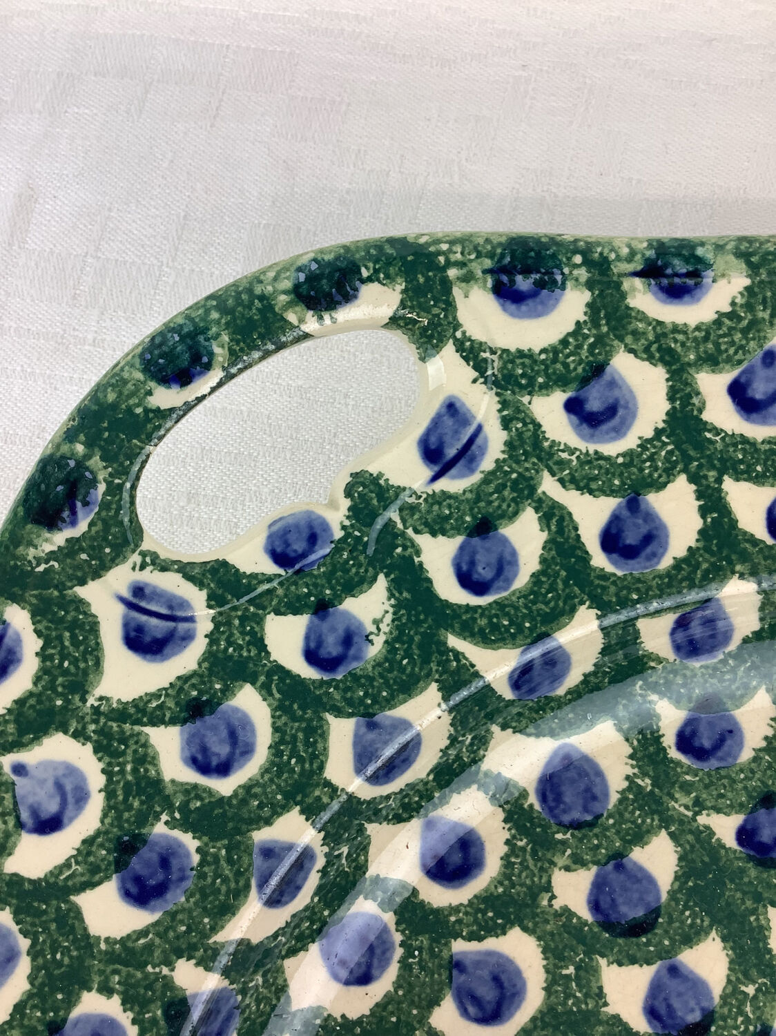 Round dish with old handles made in France Sarreguemines U&C