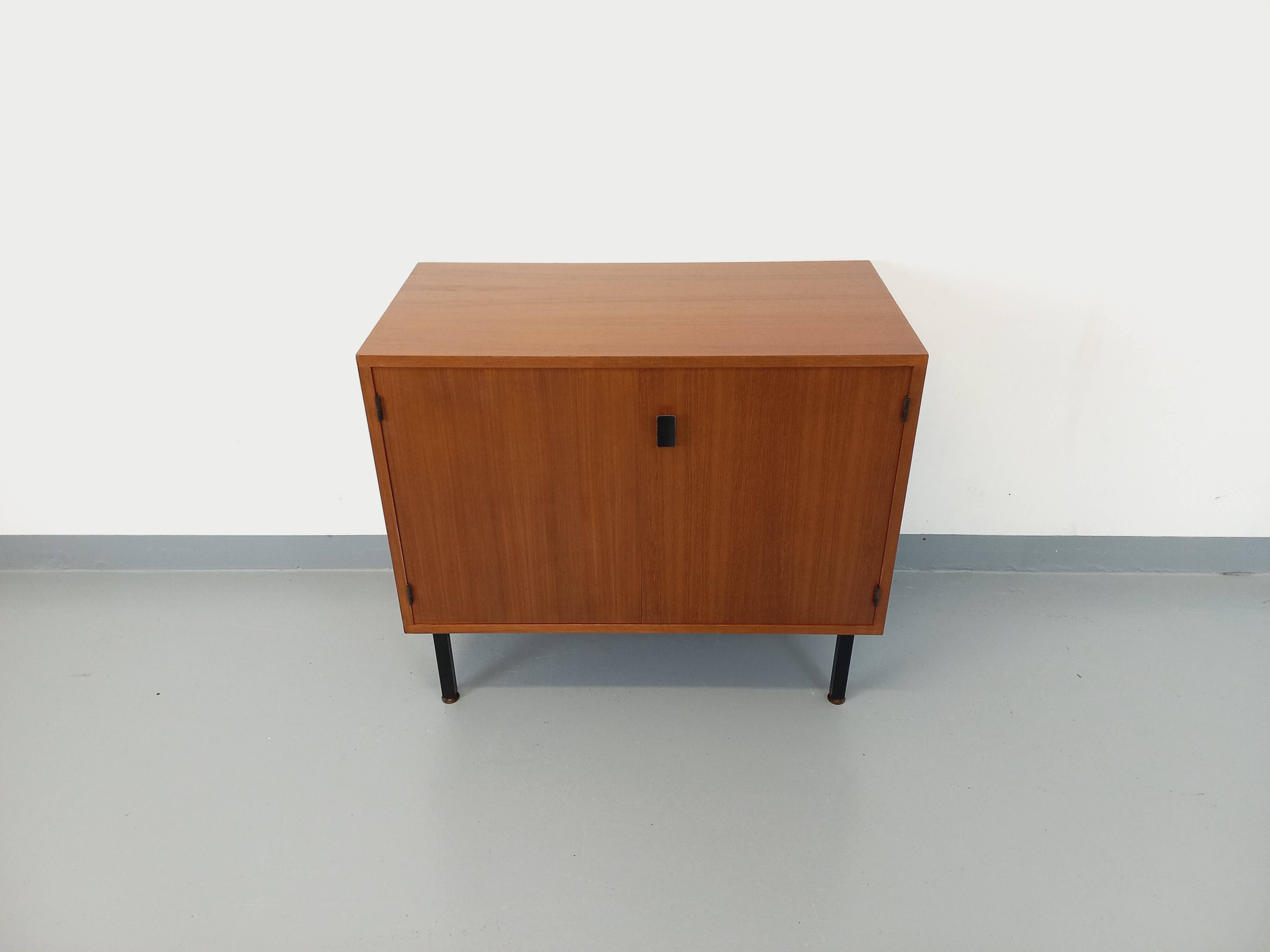 Small vintage storage unit in modernist Scandinavian style in teak from the 60s