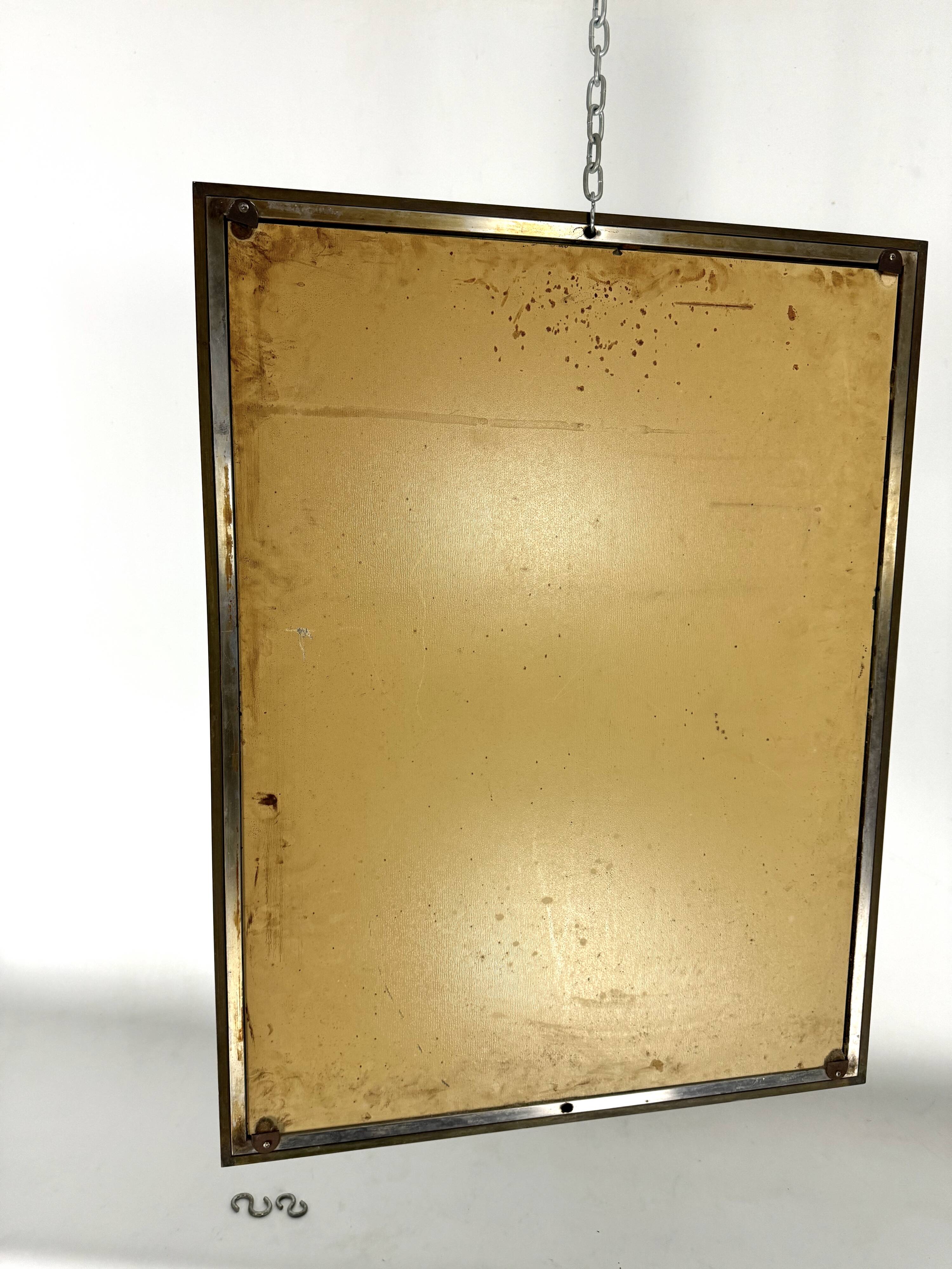 Romeo Rega, vintage mirror with double brass frame and chrome. Italy 1970s