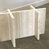 Vintage travertine marble coffee table, France 1980s