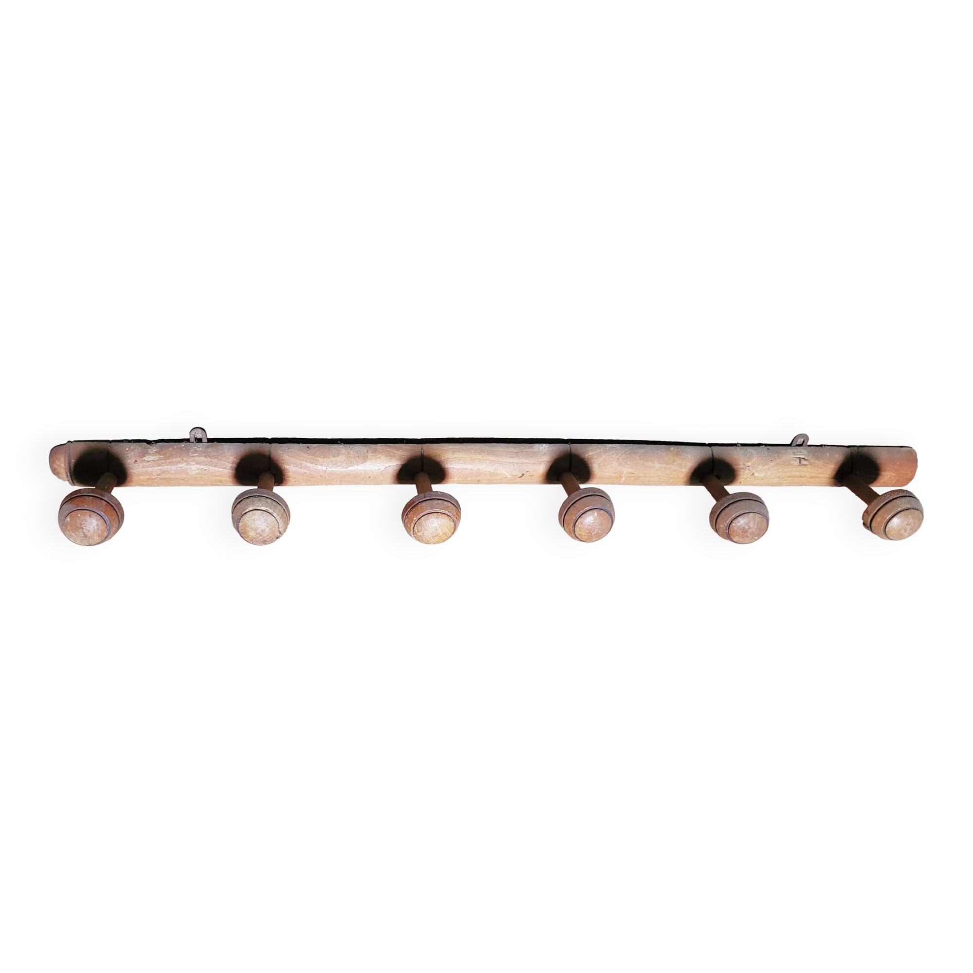 Vintage 6-hook wooden coat rack