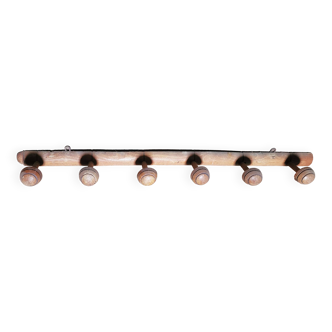 Vintage 6-hook wooden coat rack