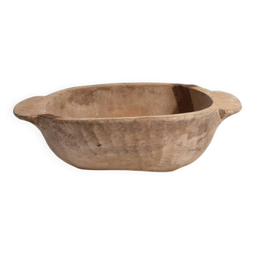 Large antique solid wood bowl (c.1900) #1