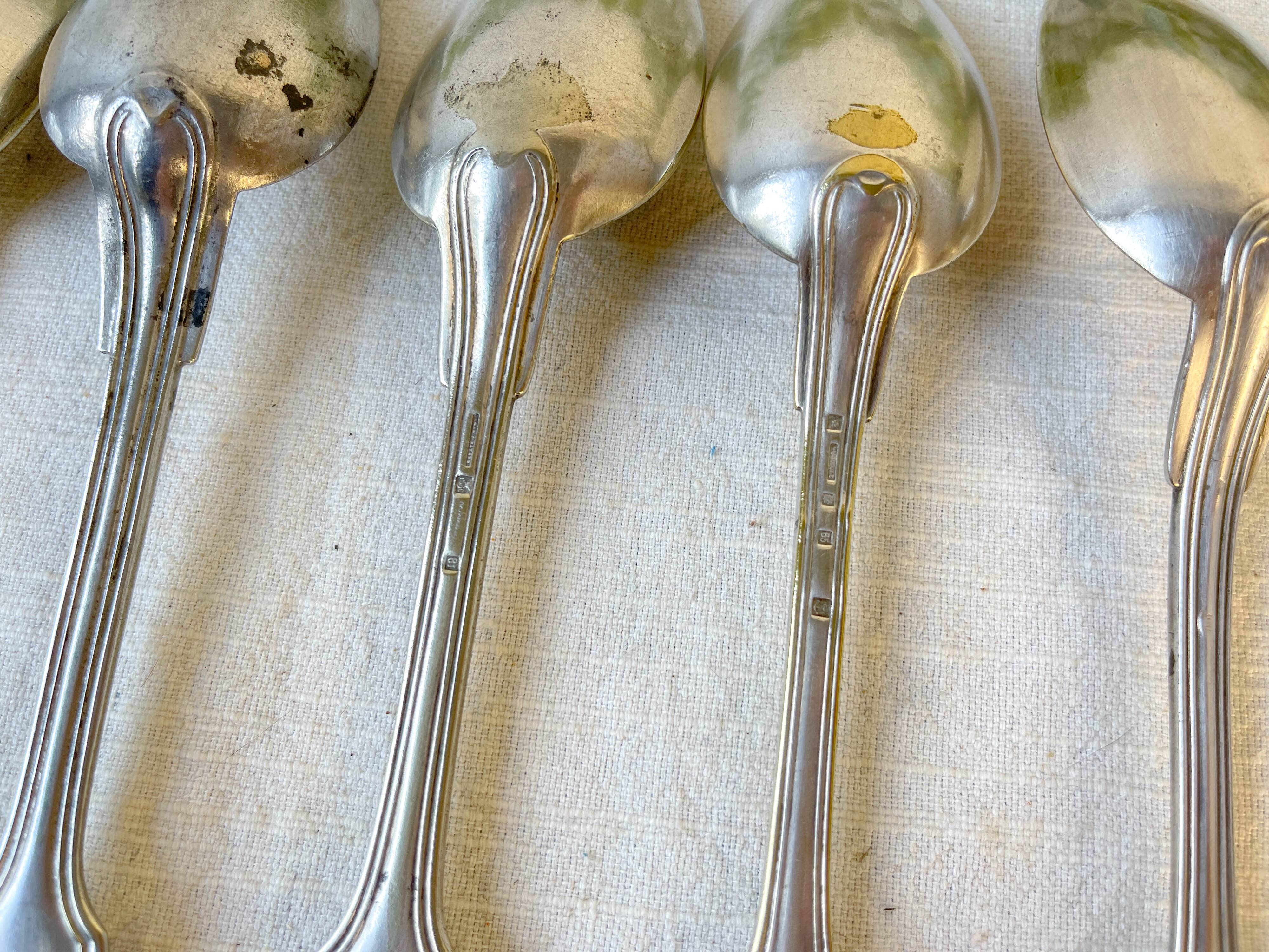 Set of 8 vintage silver plated soup spoons