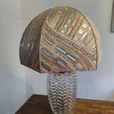 Large 1980s Lamp with Crystal Base/Vase/Handcrafted Lampshade - Unique Piece