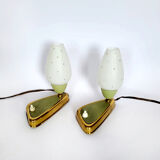 Set of 2 rockabilly fifties table lights with milk glass sconces with little dots