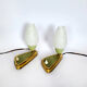 Set of 2 rockabilly fifties table lights with milk glass sconces with little dots