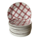 Moulin des Loups plates, "Torchon" checkered pink pattern, 1950s-60s.