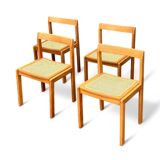 Set of 4 vintage chairs in solid ash and cane