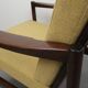 Mid-century walnut armchair in yellow 1960s