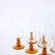 Set of 6 amber-footed champagne flutes, 1970