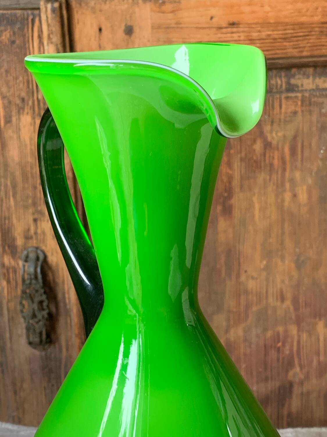 Empoli glass vase/carafe/ewer, 1960s