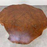Brutalist tree trunk coffee table, solid wood