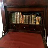 Burgundy black varnished wooden secretary