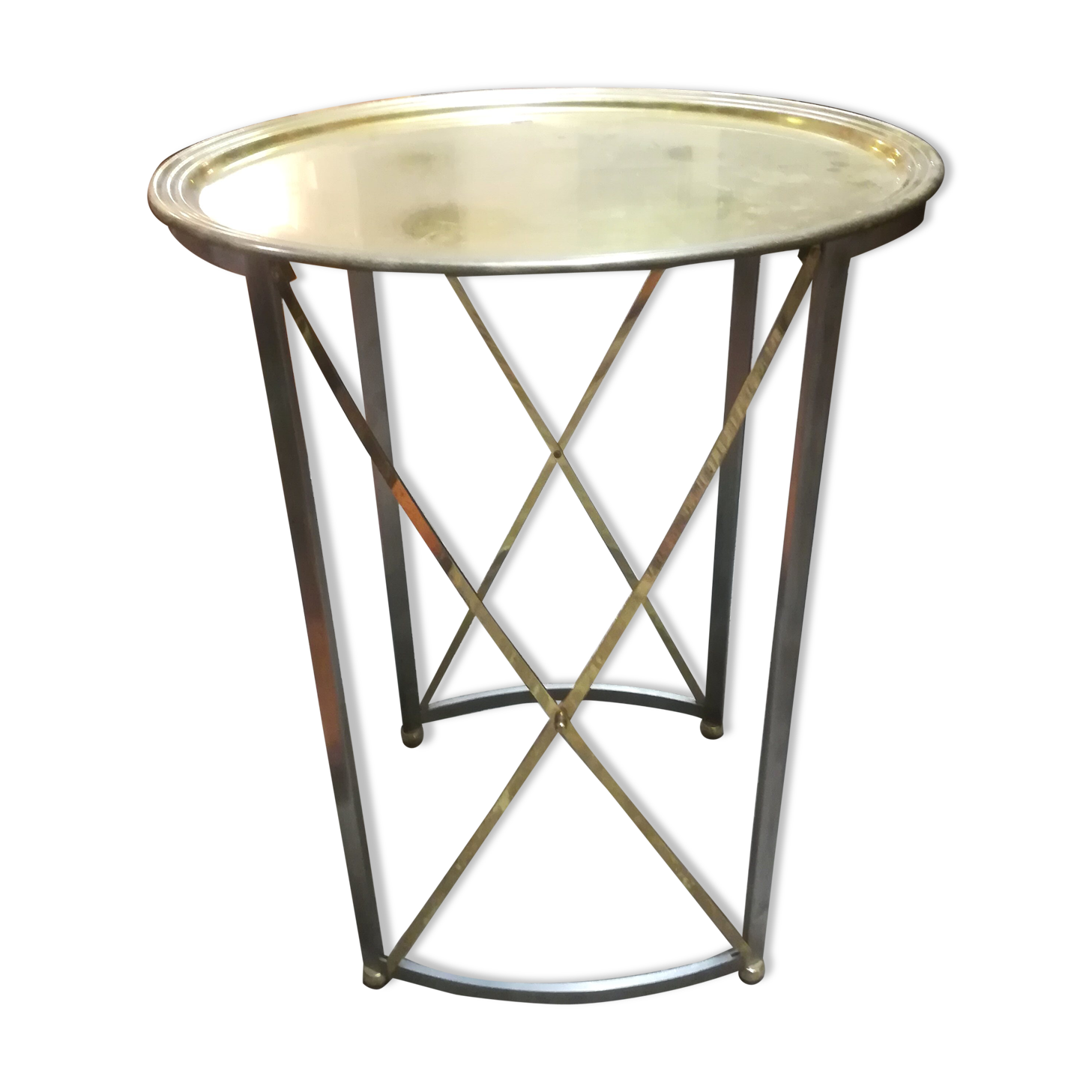 Brushed and gilded metal lounge table