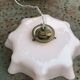 Chandelier, pink opaline suspension and white interior, complete antique