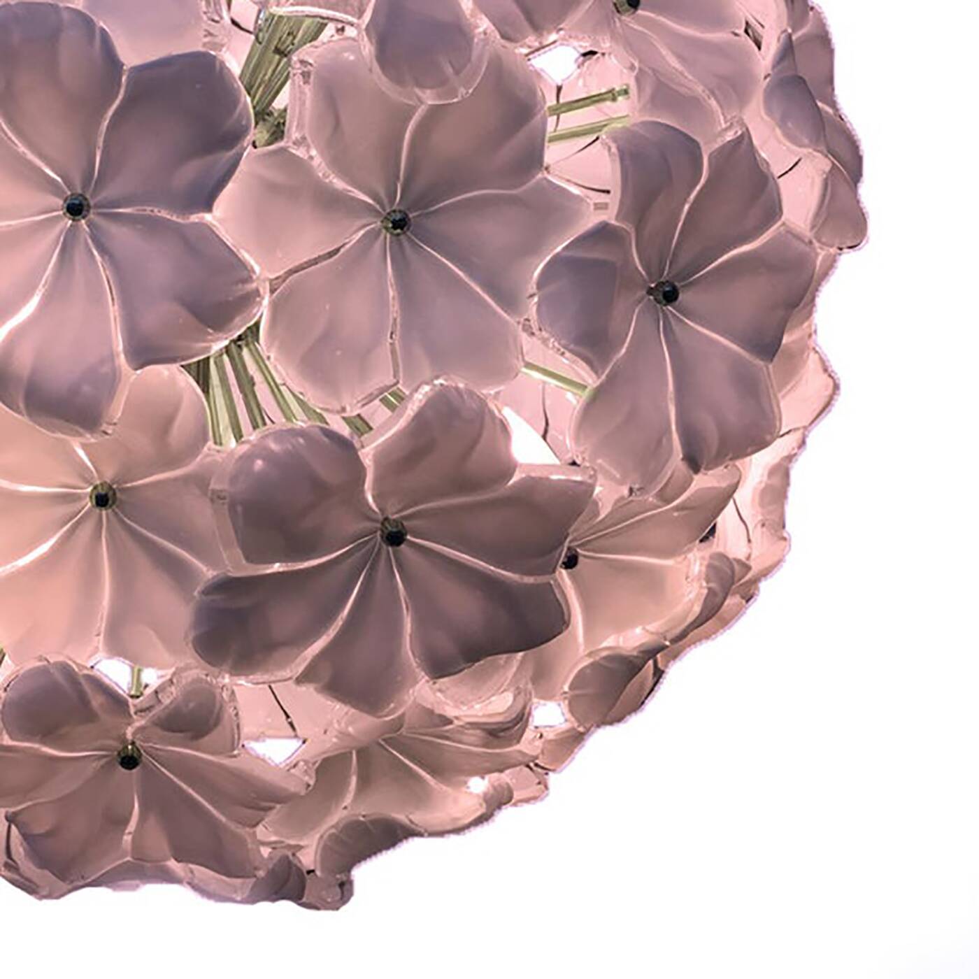 Modern Venetian Pink Flowers Glass Sputnik Chandelier