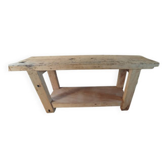 Restored old solid wood workbench