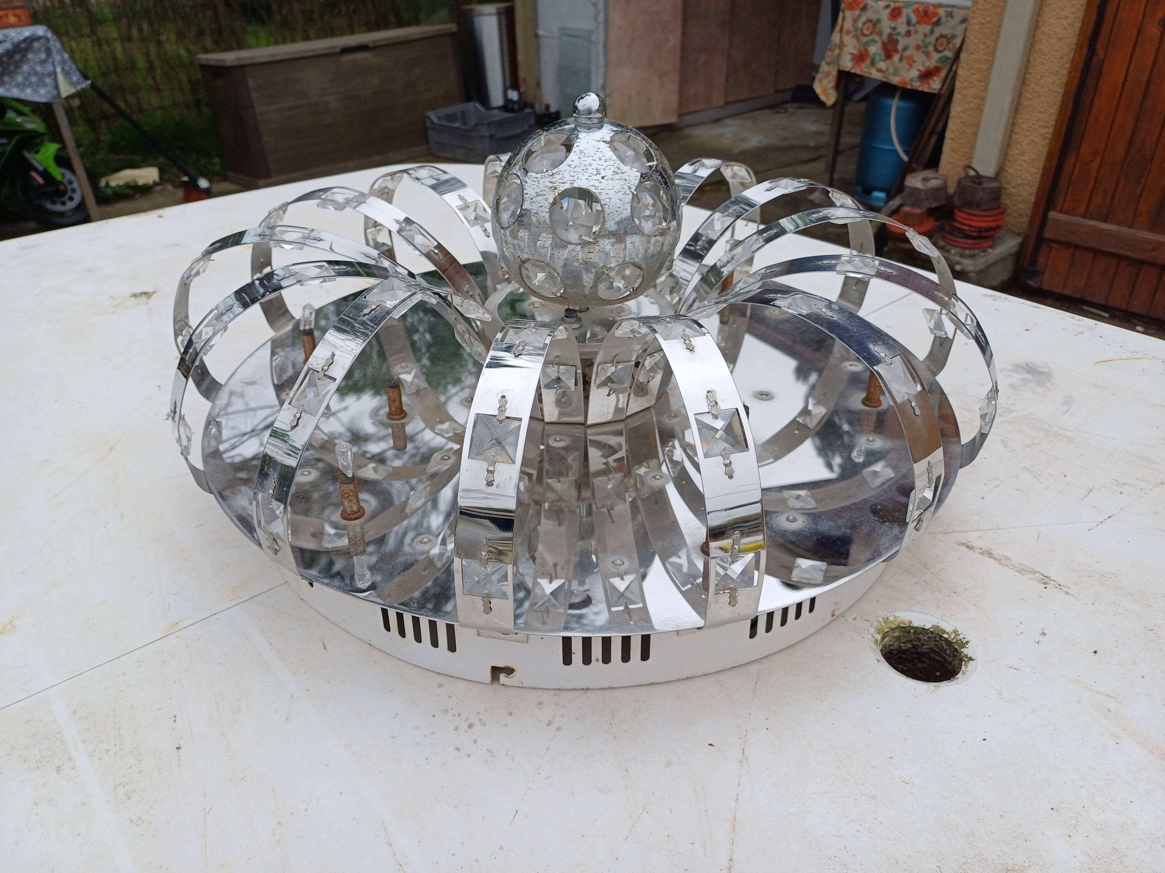 Suspension vintage aluminium + verre