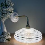Vintage wall lamp with white and gold Clichy glass shade