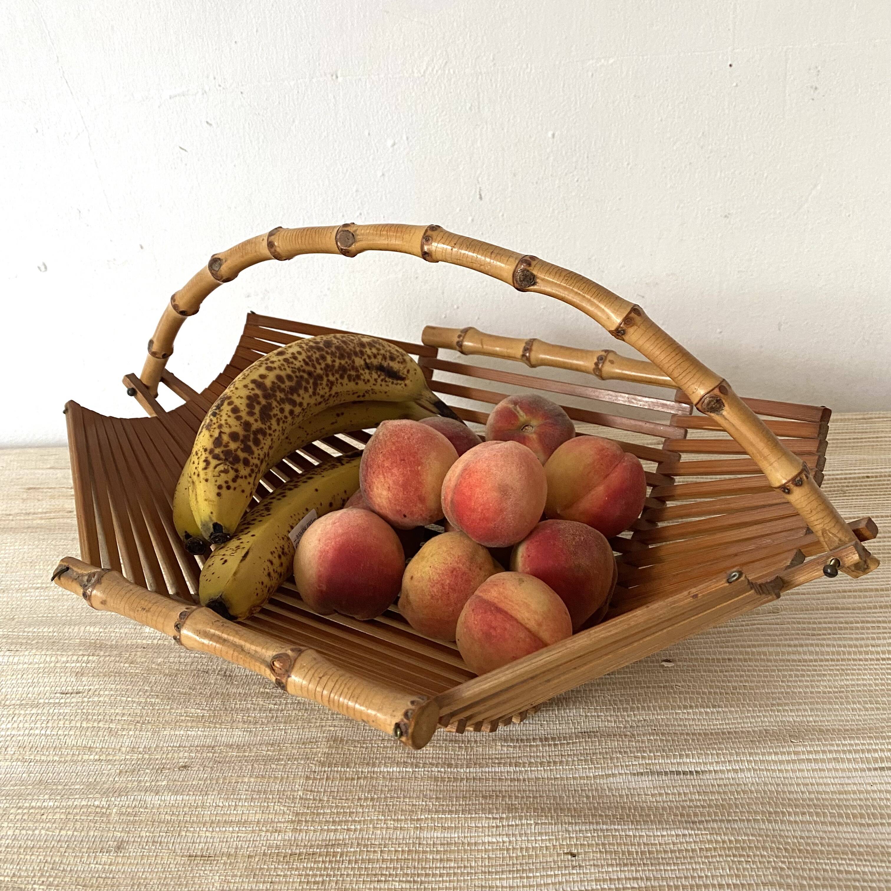 50s bamboo fruit basket