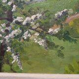 HST painting spring landscape signed vintage 70