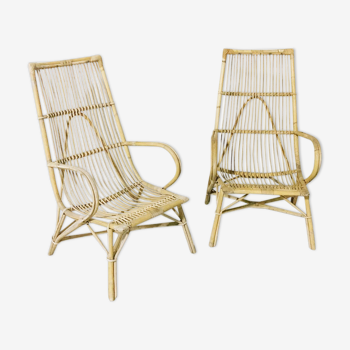 Pair of rattan armchairs