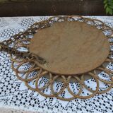 Rattan mirror "art vannerie" 60s 54cm