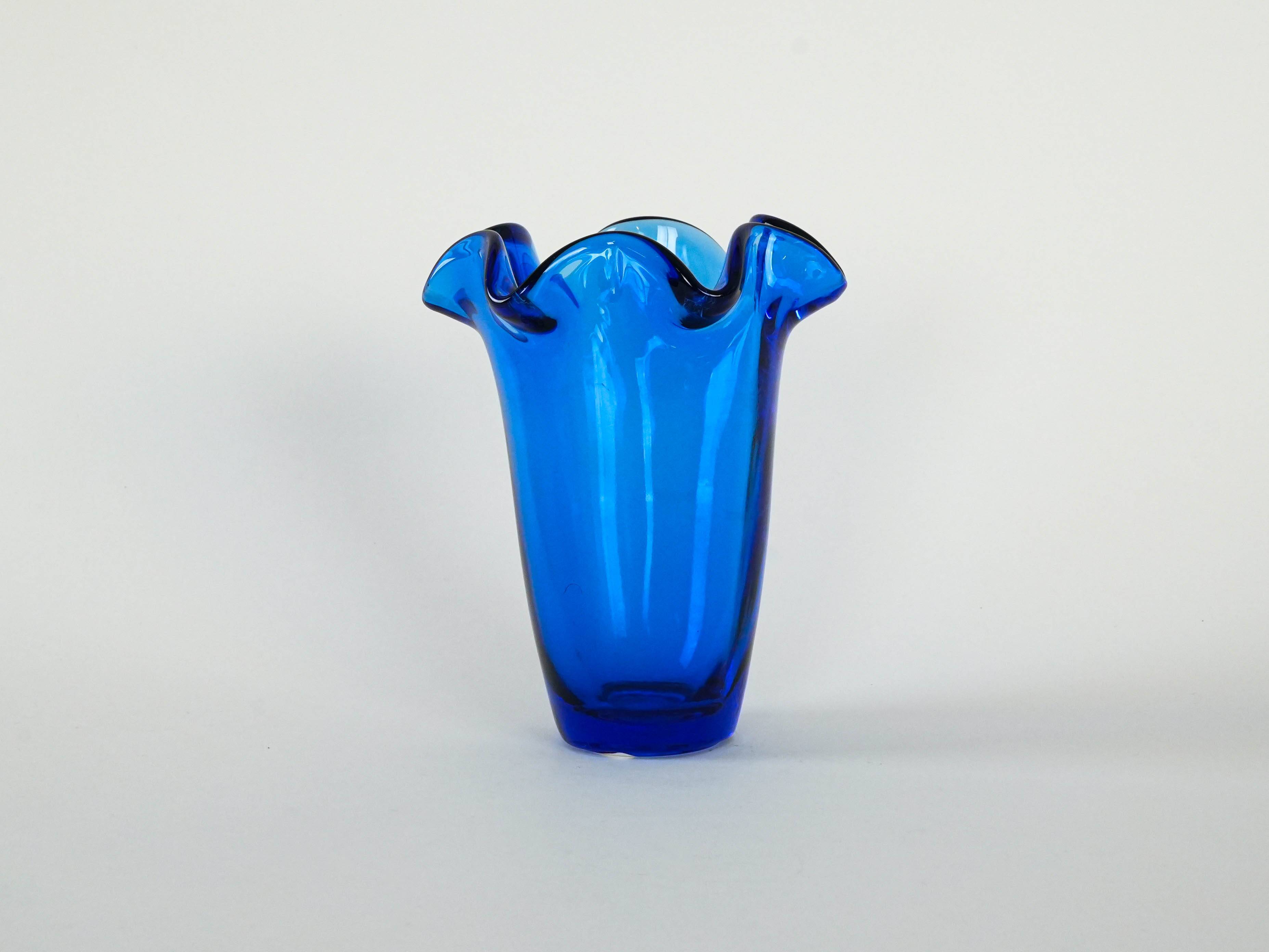 Cobalt glass vase, Danish design, 1970s, made in Denmark
