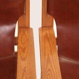 1960s armchair tan saddle leather pine wood swedish