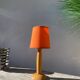 1980s orange turned wooden lamp