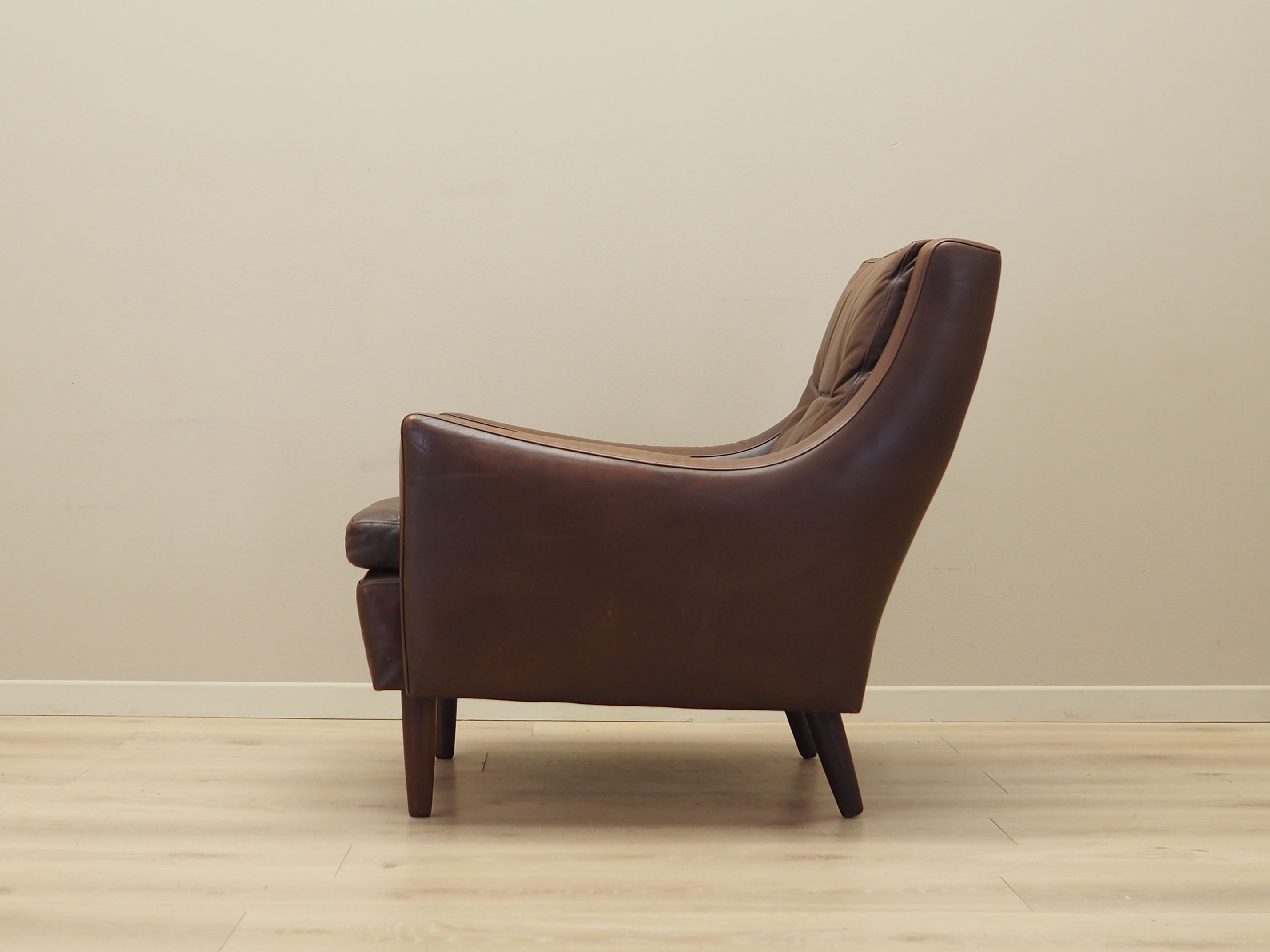 Brown leather armchair, Danish design, 1960s, designer: Edmund Jørgensen