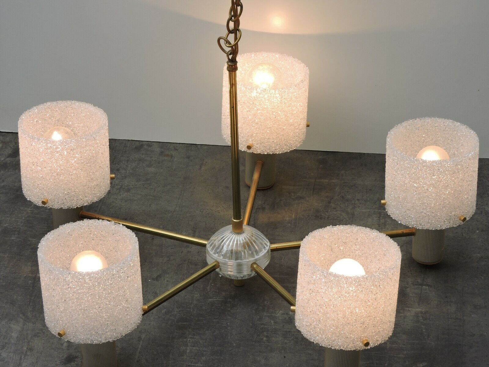 Lustre suspension Vintage Design Perplex 5 feux