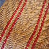 Fauteuil rotin osier motif rouge