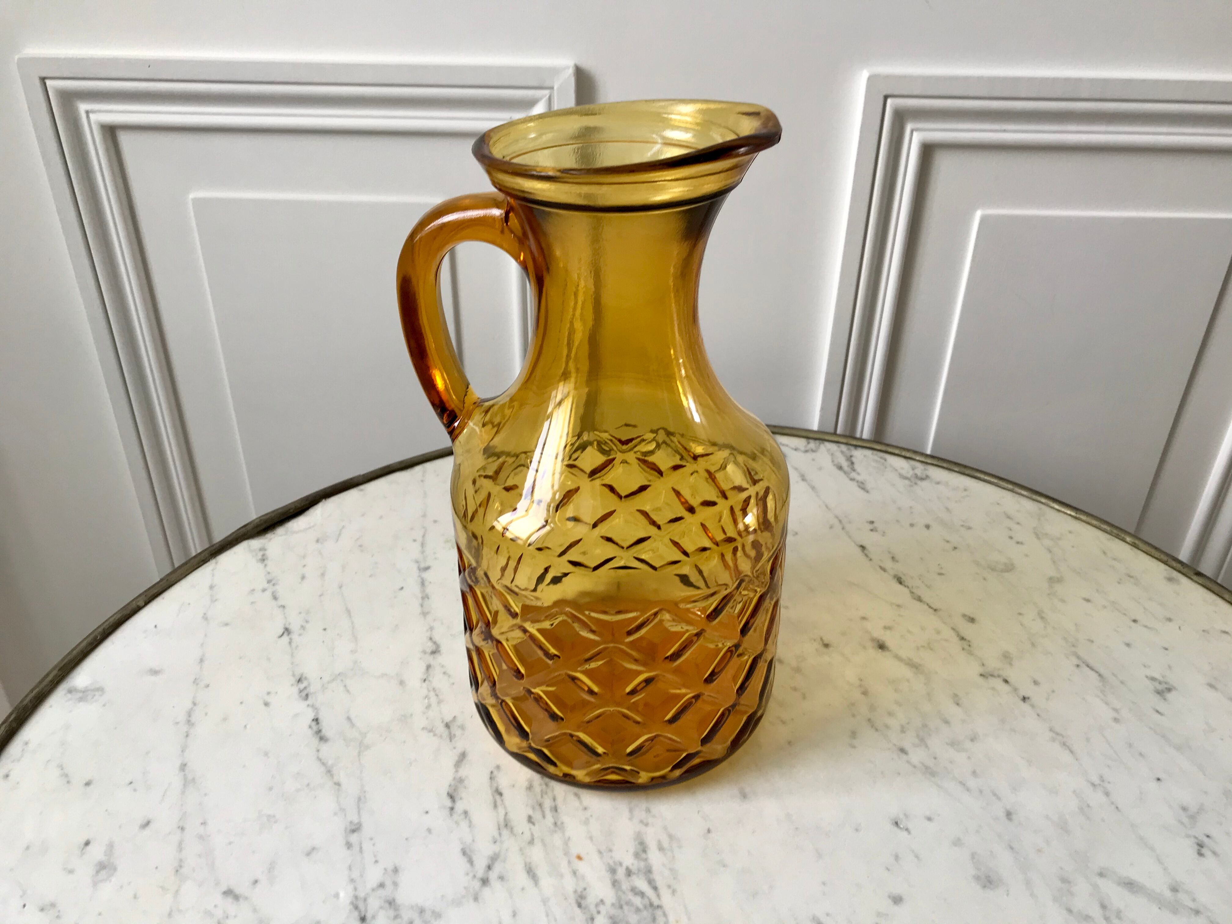 Amber glass decanter 70s