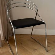 2 Vintage Design 80s Stylistic Wire Steel Chairs Chrome