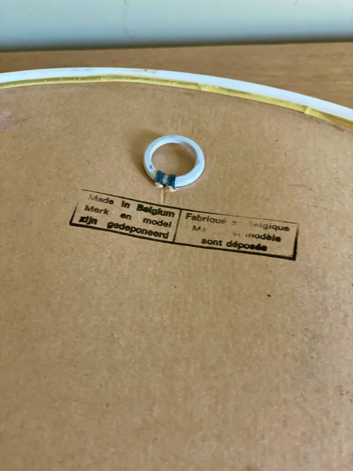 Vintage Belgian white round mirror