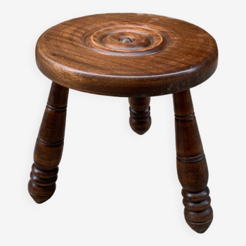 Brutalist wooden stool