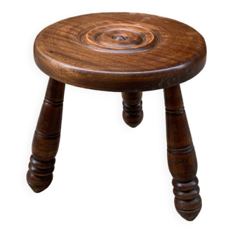 Brutalist wooden stool