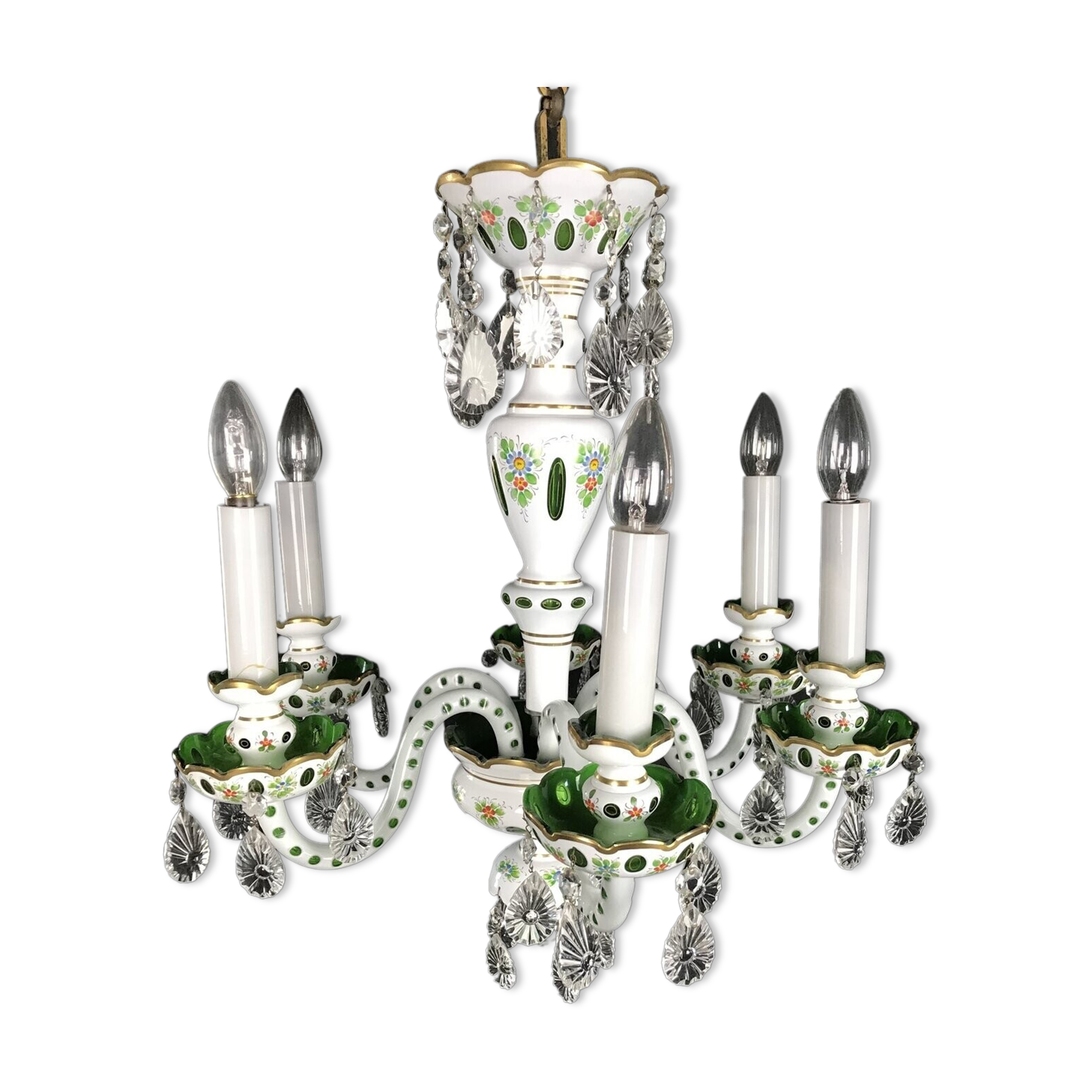 White overlay glass chandelier
